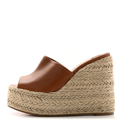 Christian Louboutin Calfskin Ariella Zeppa 130 Espadrille Sandals 37 Cuoio 1 of 8