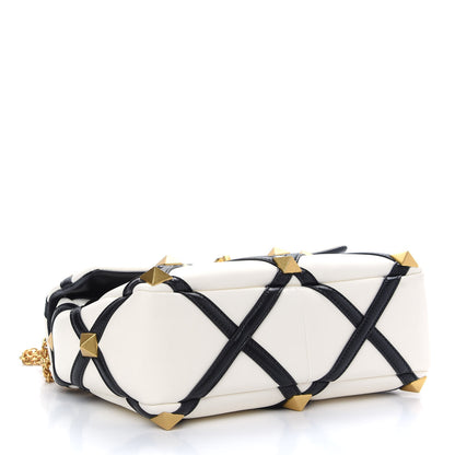 Valentino Garavani Nappa Large Roman Stud Shoulder Bag Ivory Black 4 of 8