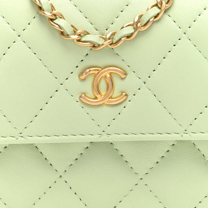 Chanel Lambskin Quilted Pearl Crush Clutch With Chain Light Green 8 of 11