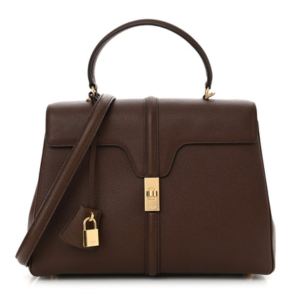 Celine Grained Calfskin Medium 16 Top Handle Bag Brown 1 of 14