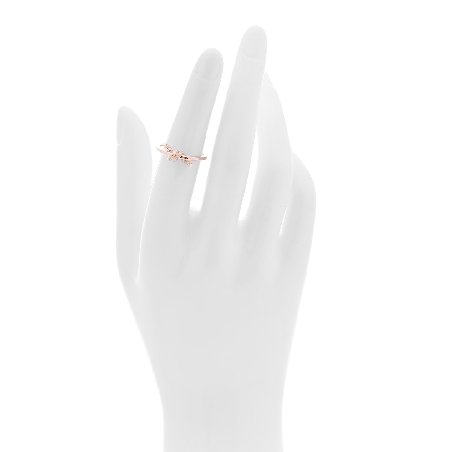 18K Rose Gold Diamond Small Knot Ring 52 6