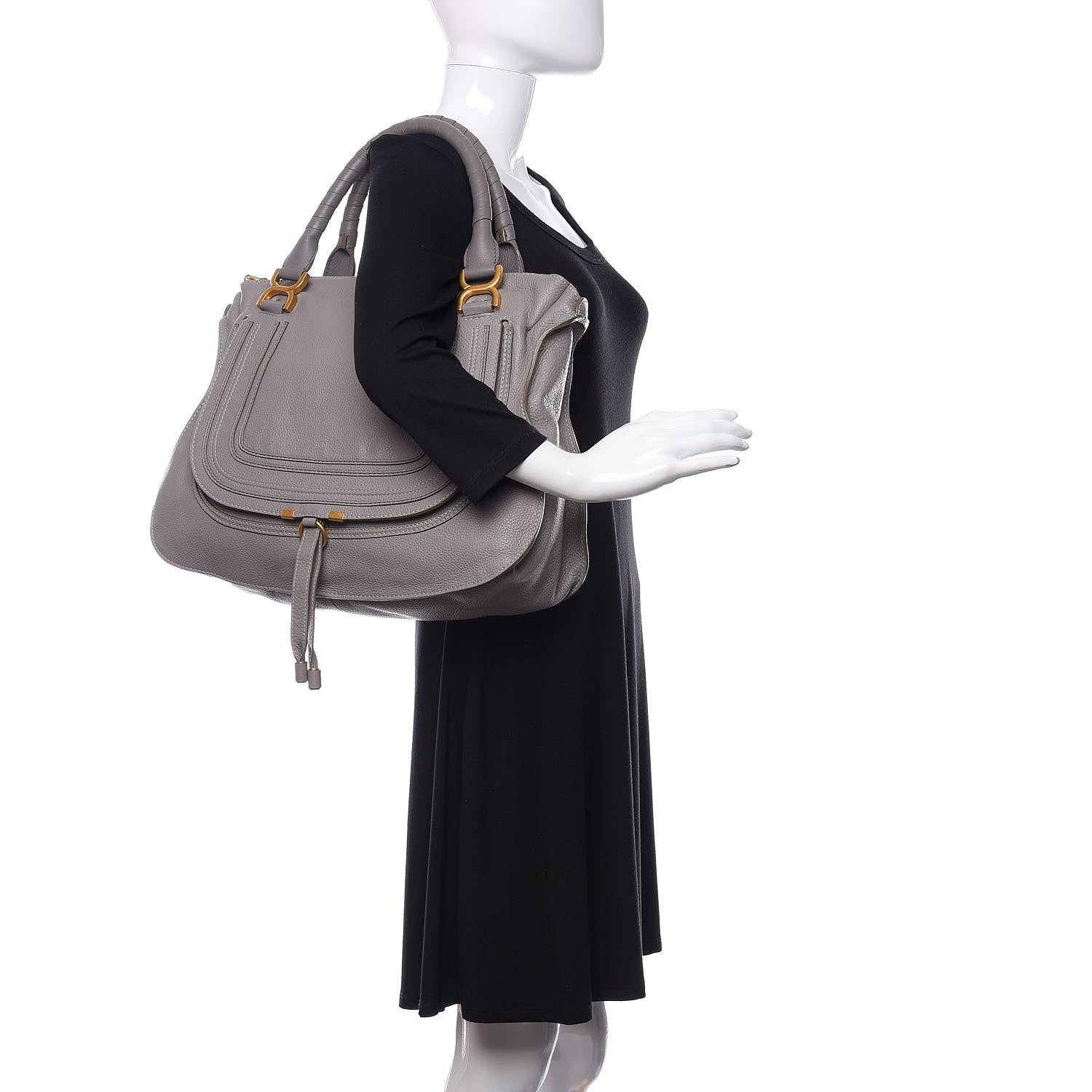 Chloe Calfskin Large Marcie Satchel Cashmere Grey 2 of 12