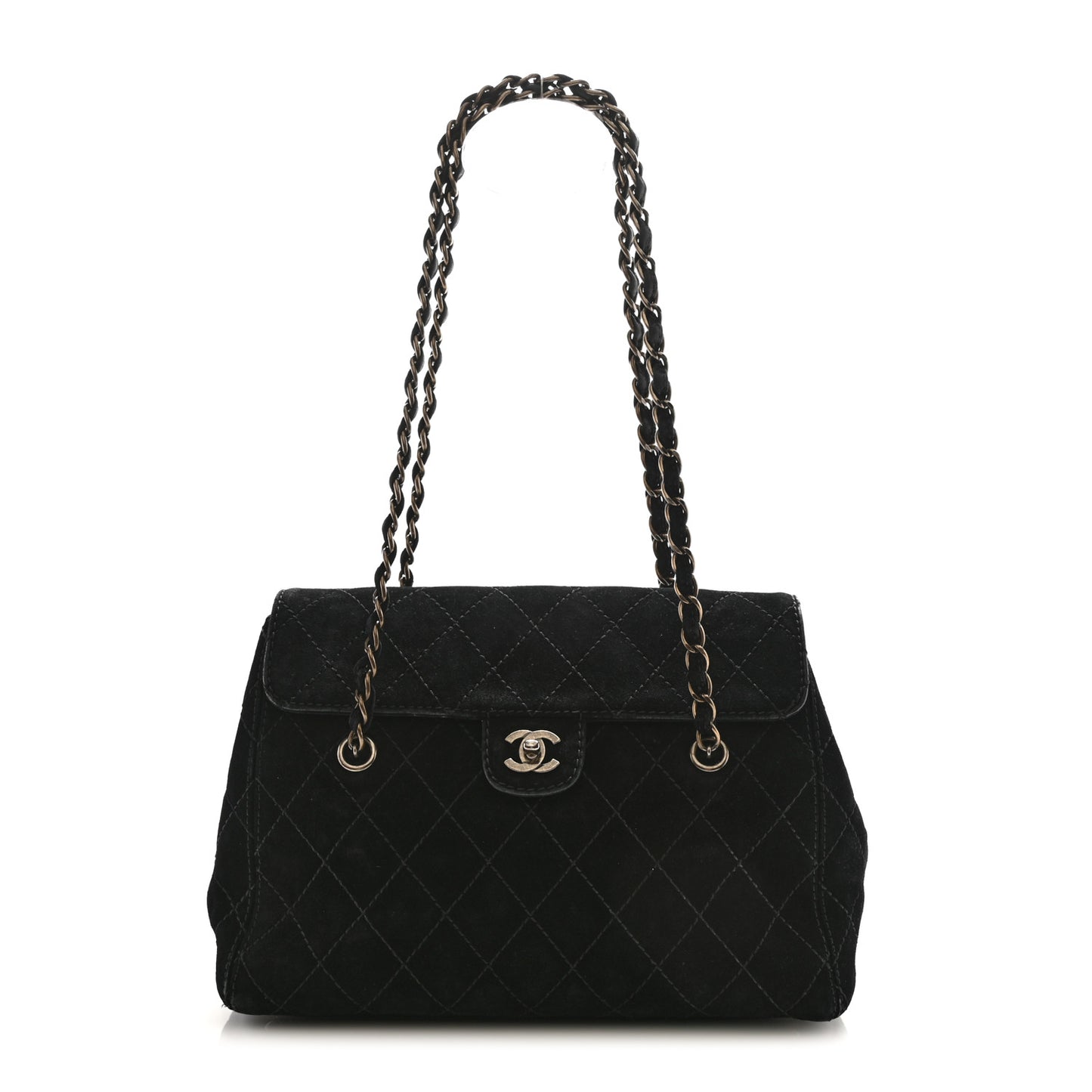 Suede Jumbo Single Flap Black