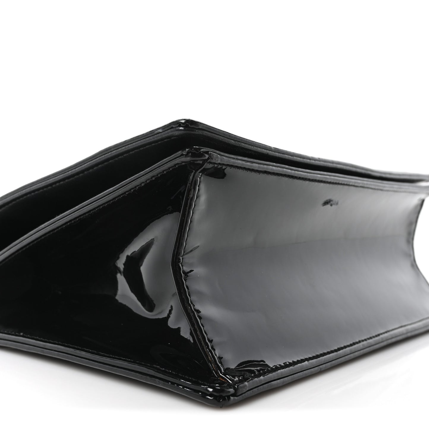 Patent Medium Diorama Flap Bag Black