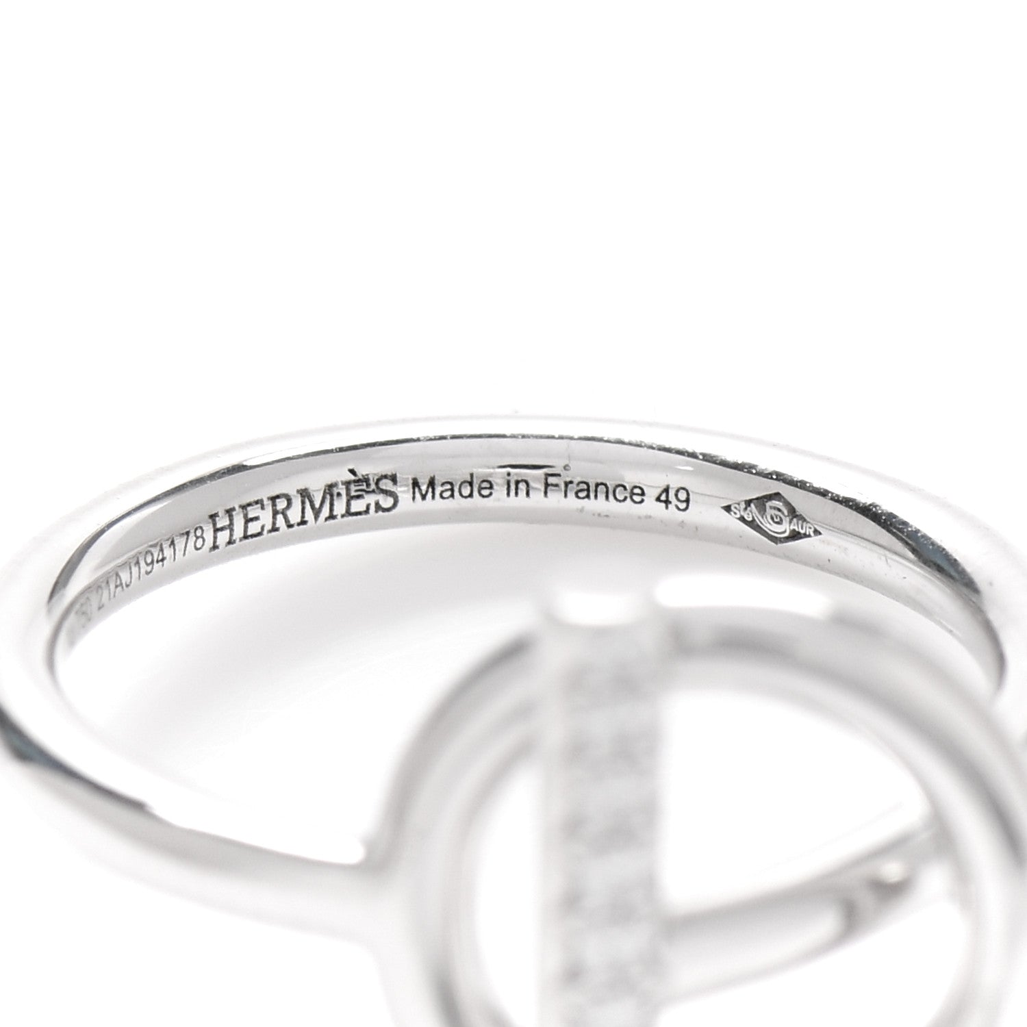 Hermes 18K White Gold Diamond PM Echappee Ring 49 5 4 of 5