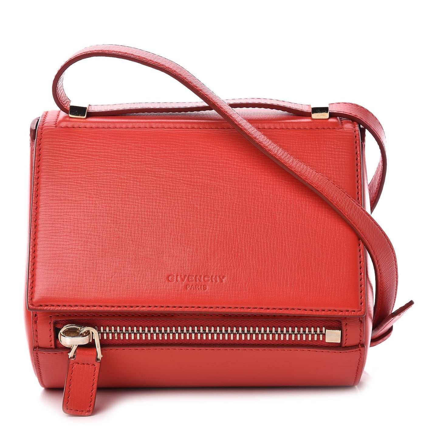 Textured Calfskin Mini Pandora Box Crossbody Bag Red