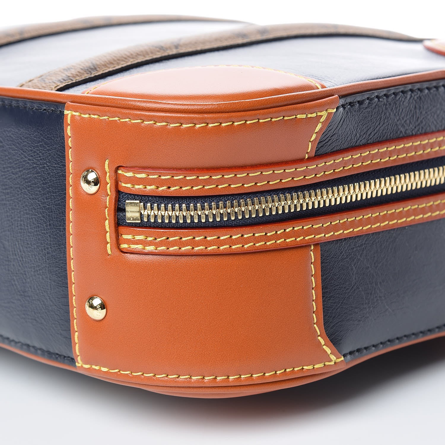 Louis Vuitton Calfskin Reverse Monogram Valisette PM Navy Caramel 10 of 12