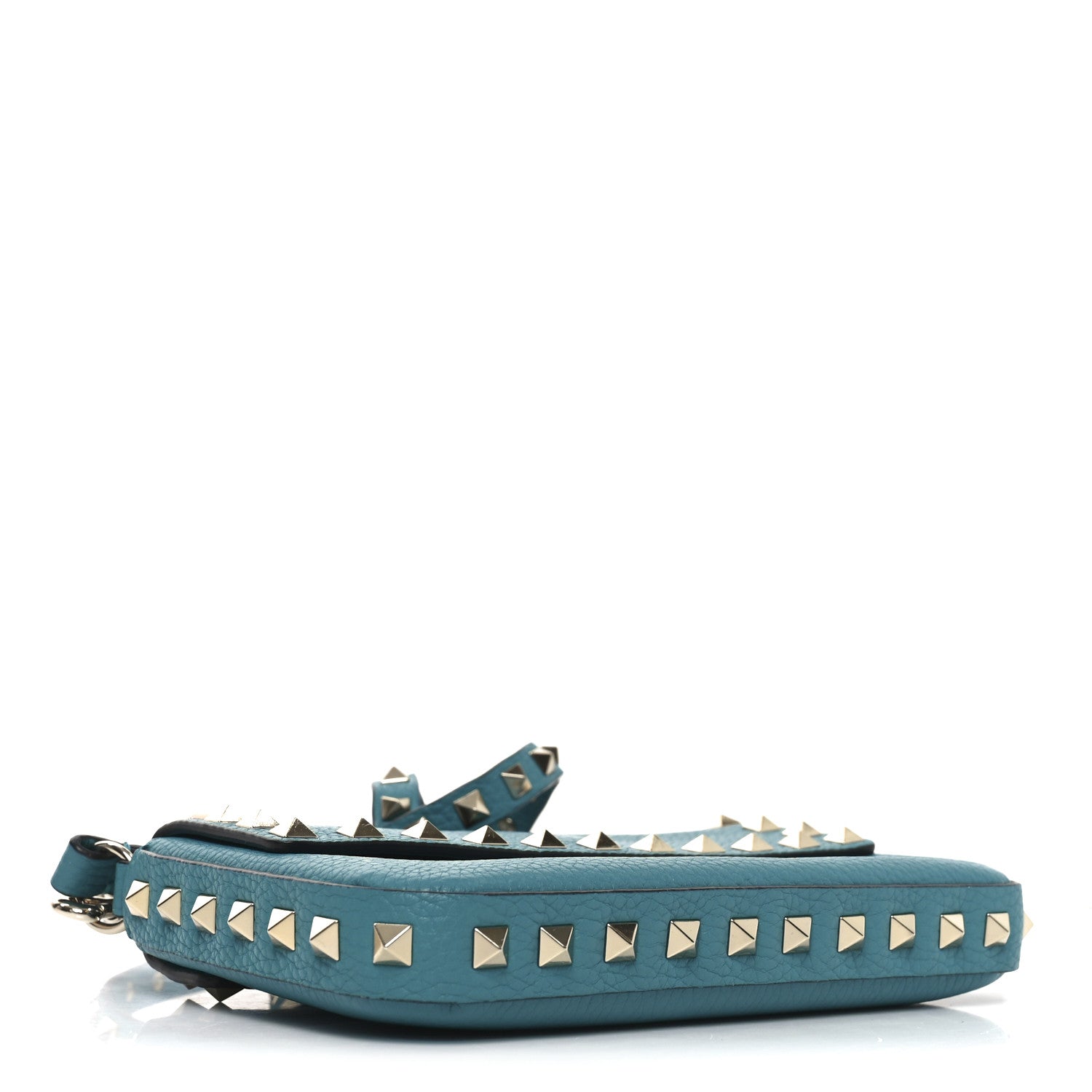 Valentino Garavani Grainy Calfskin Rockstud Crossbody Pouch Ultra Marine Green 4 of 9
