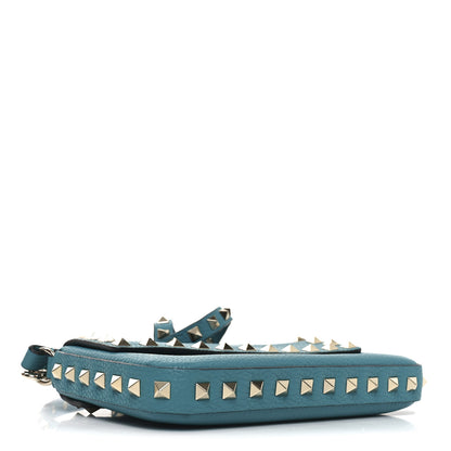 Valentino Garavani Grainy Calfskin Rockstud Crossbody Pouch Ultra Marine Green 4 of 9
