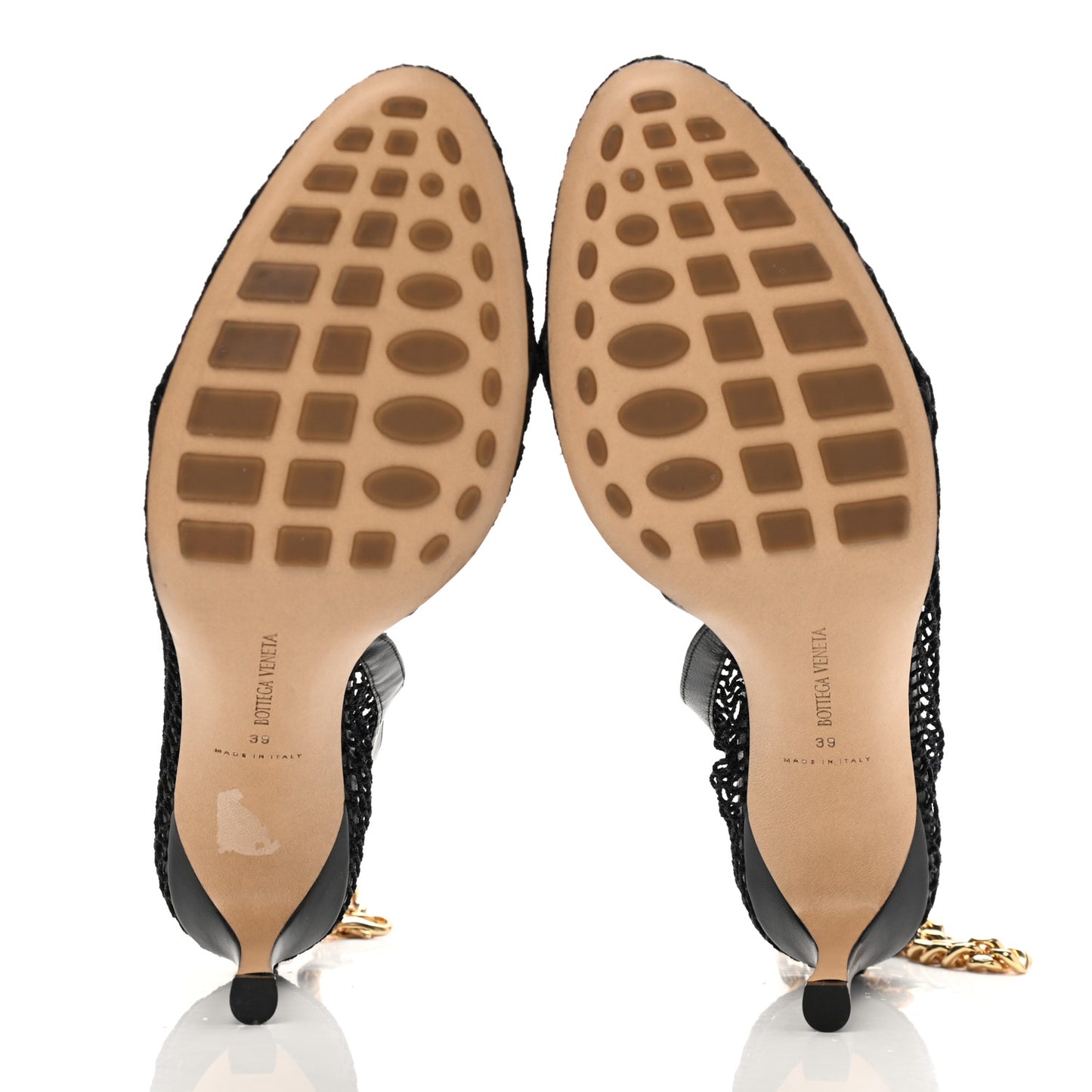 Mesh Nappa Chunky Chain Sandals 39 Black