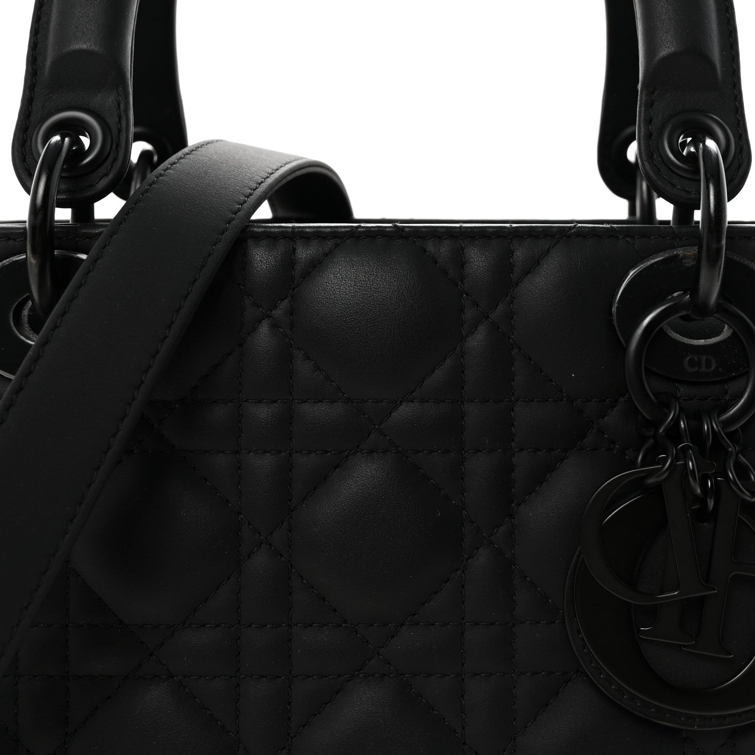 Christian Dior Ultra Matte Calfskin Cannage Medium Lady Dior Black 7 of 9