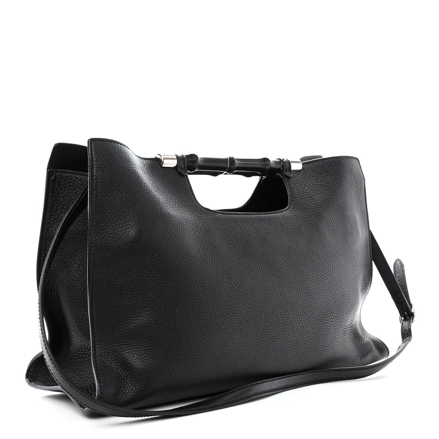 Calfskin Medium Bamboo Daily Shopper Black