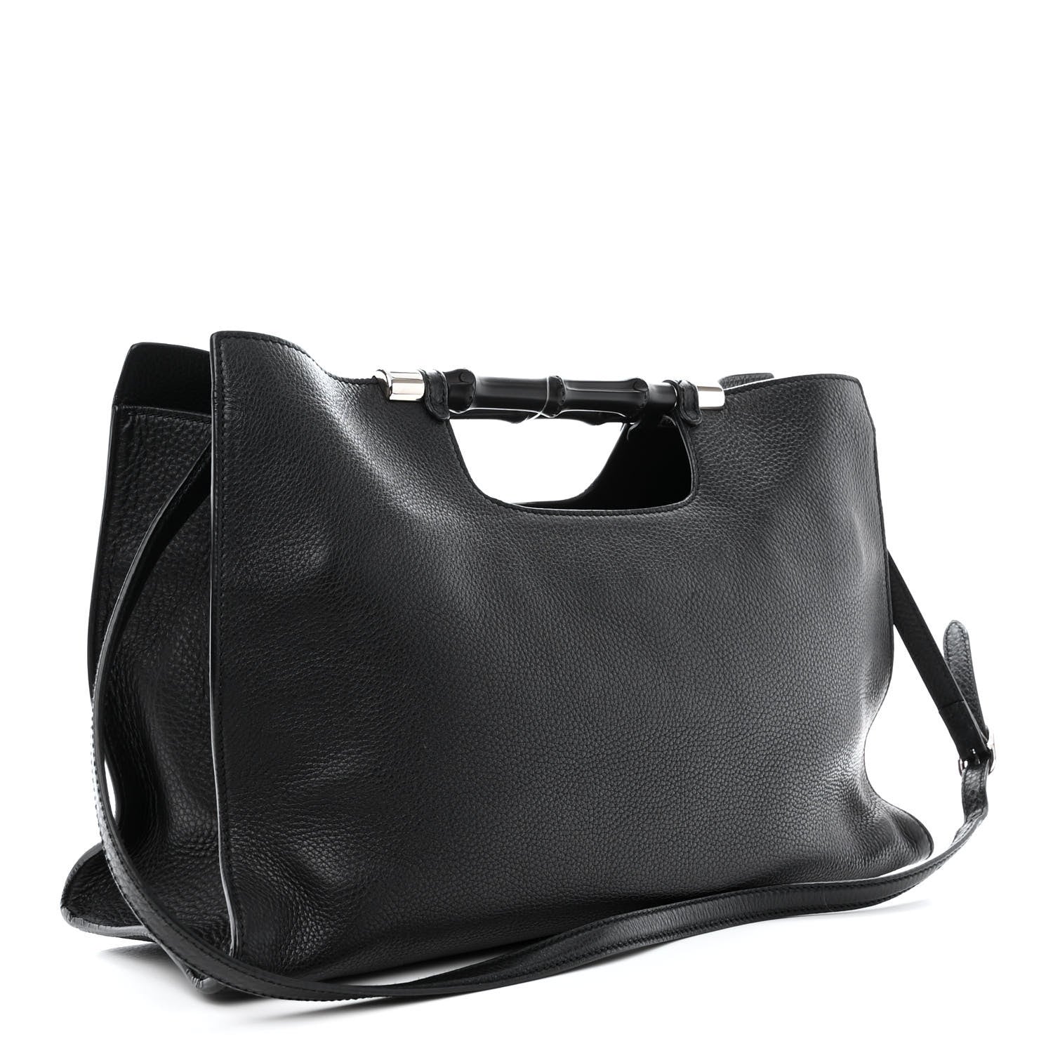 Gucci Calfskin Medium Bamboo Daily Shopper Black 3 of 10