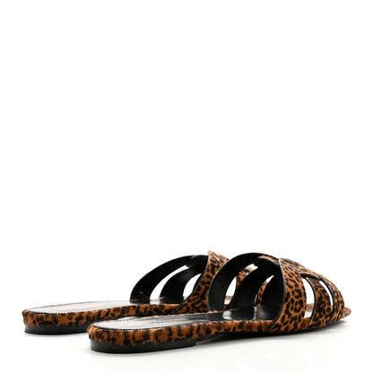 Saint Laurent Calf Hair Leopard Print Tribute 05 Slide Sandals 41 Manto Natural 4 of 10