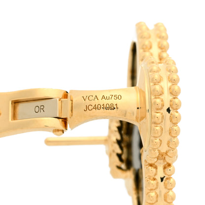 Van Cleef & Arpels 18K Yellow Gold Black Onyx Magic Alhambra Earrings 4 of 5
