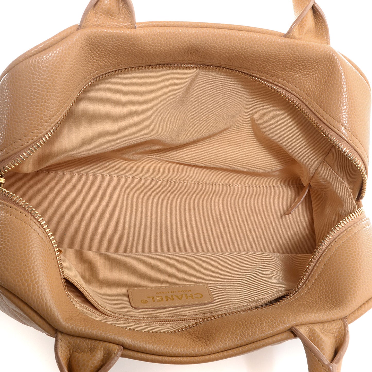 Caviar Quilted Small Bowler Beige