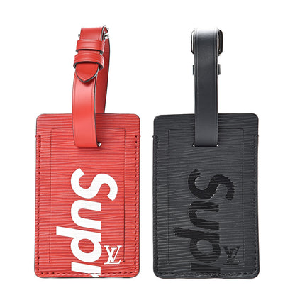 Louis Vuitton X SUPREME Epi Luggage Tag Set Black Red 1 of 4