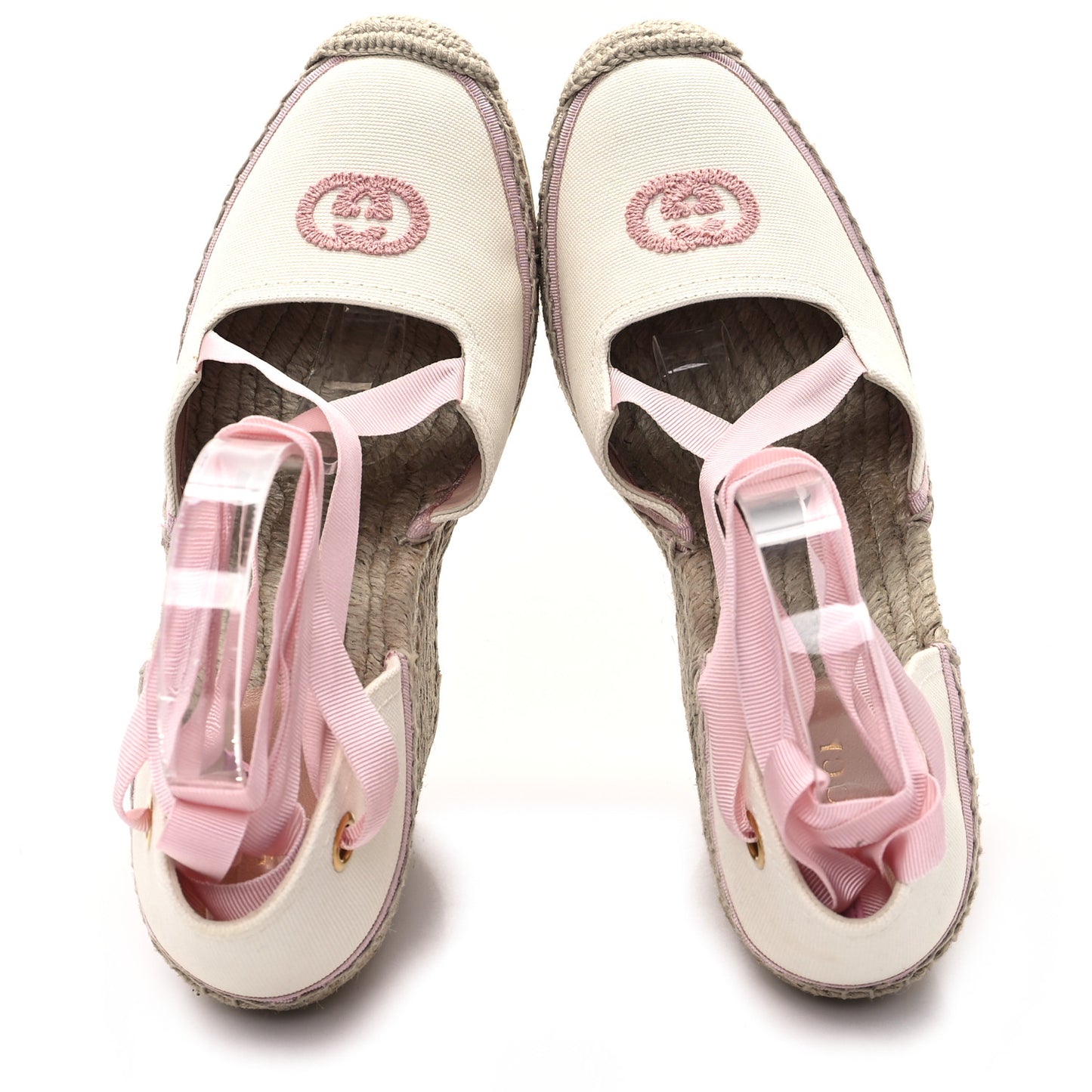 Canvas Grossgrain Embroidered Judit Ankle Wrap Platform 35/120mm Espadrille Wedges 40.5 White Shell