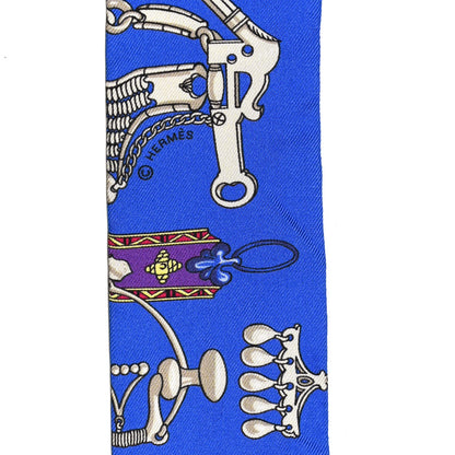 Hermes Silk Mors Et Gourmettes Remix Twilly Bleu Roy Turquoise Prune 3 of 4