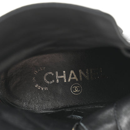 Chanel Shiny Crumpled Lambskin Lace Up Combat Boots 36.5 Black 8 of 10