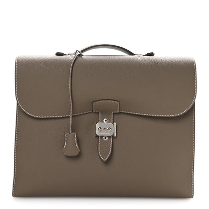 Hermes Togo Sac A Depeche Light 1-37 Briefcase Etoupe 1 of 11