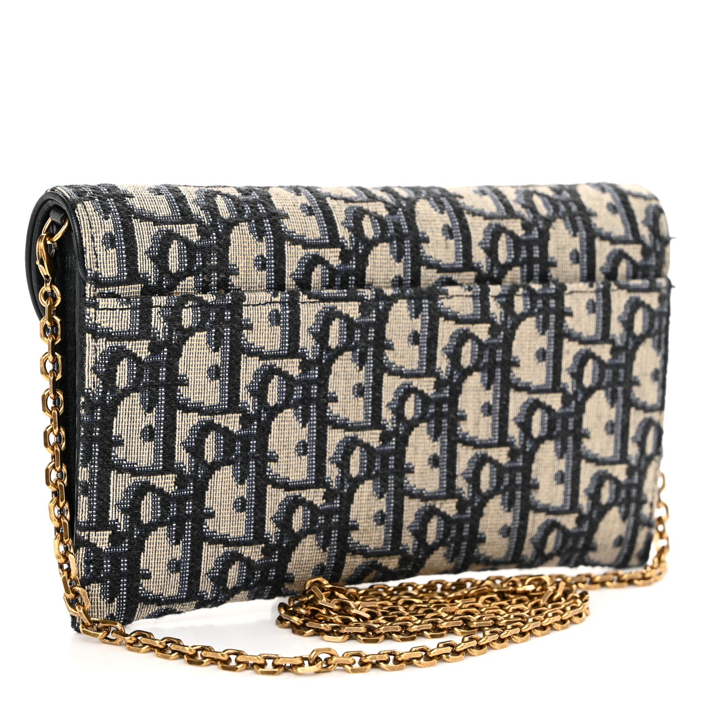 Oblique Saddle Chain Long Wallet Blue
