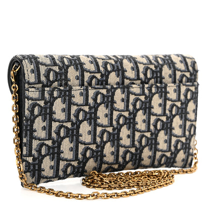 Christian Dior Oblique Saddle Chain Long Wallet Blue 4 of 12