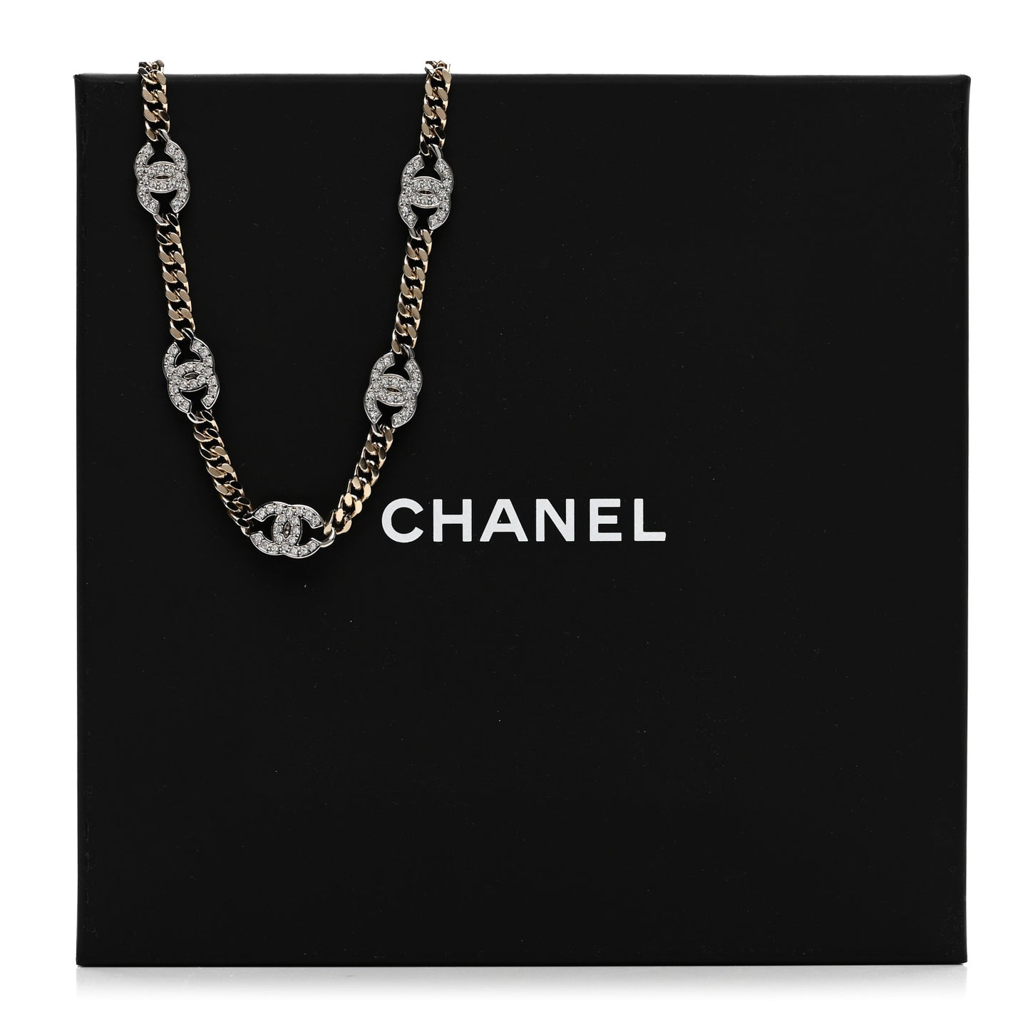 Crystal Chain CC Link Choker Gold Silver