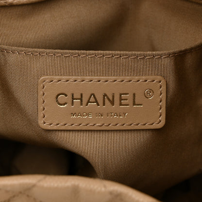 Chanel Caviar Quilted Rolled Up Bucket Drawstring Bag Beige 7 of 12