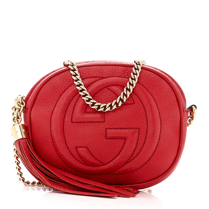 Gucci Pebbled Calfskin Mini Soho Chain Bag Tabasco Red 1 of 13