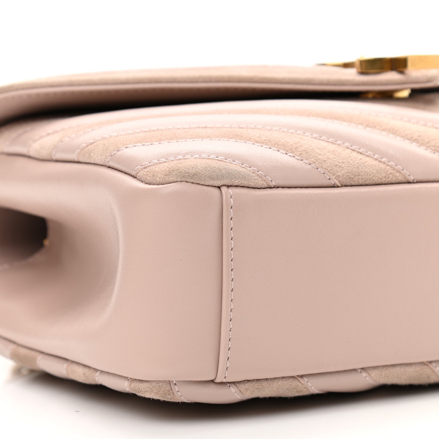 Calfskin Suede Matelasse Chevron Medium Monogram College Bag Rose Poudre