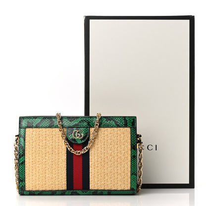 Gucci Raffia Elaphe GG Small Ophidia Chain Shoulder Bag Natural New Shamarock 13 of 13