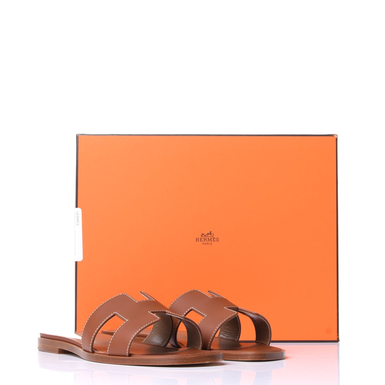 Hermes Box Calfskin Oran Sandals 37 Gold 11 of 11