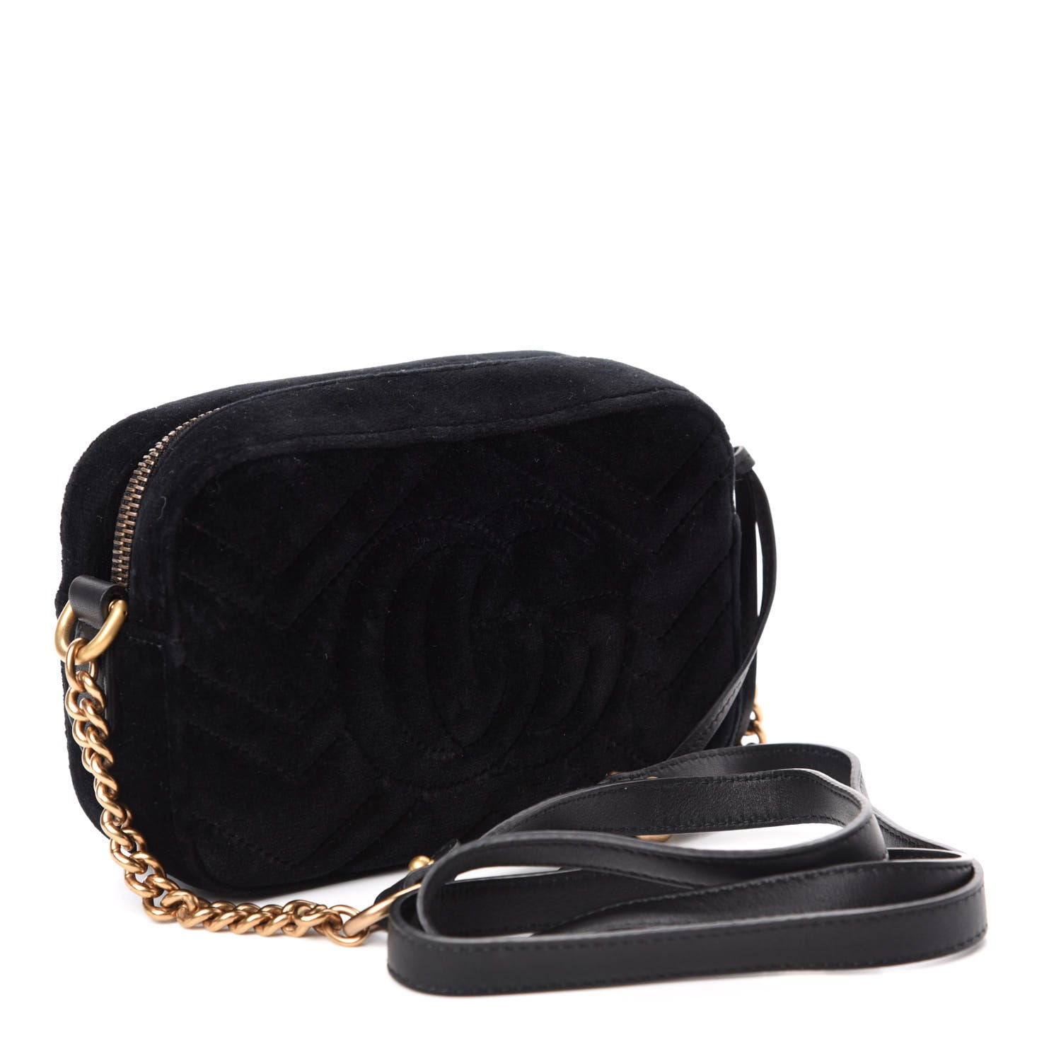 Gucci Velvet Matelasse Marquise Crystals Mini GG Marmont Chain Shoulder Bag Black 3 of 10