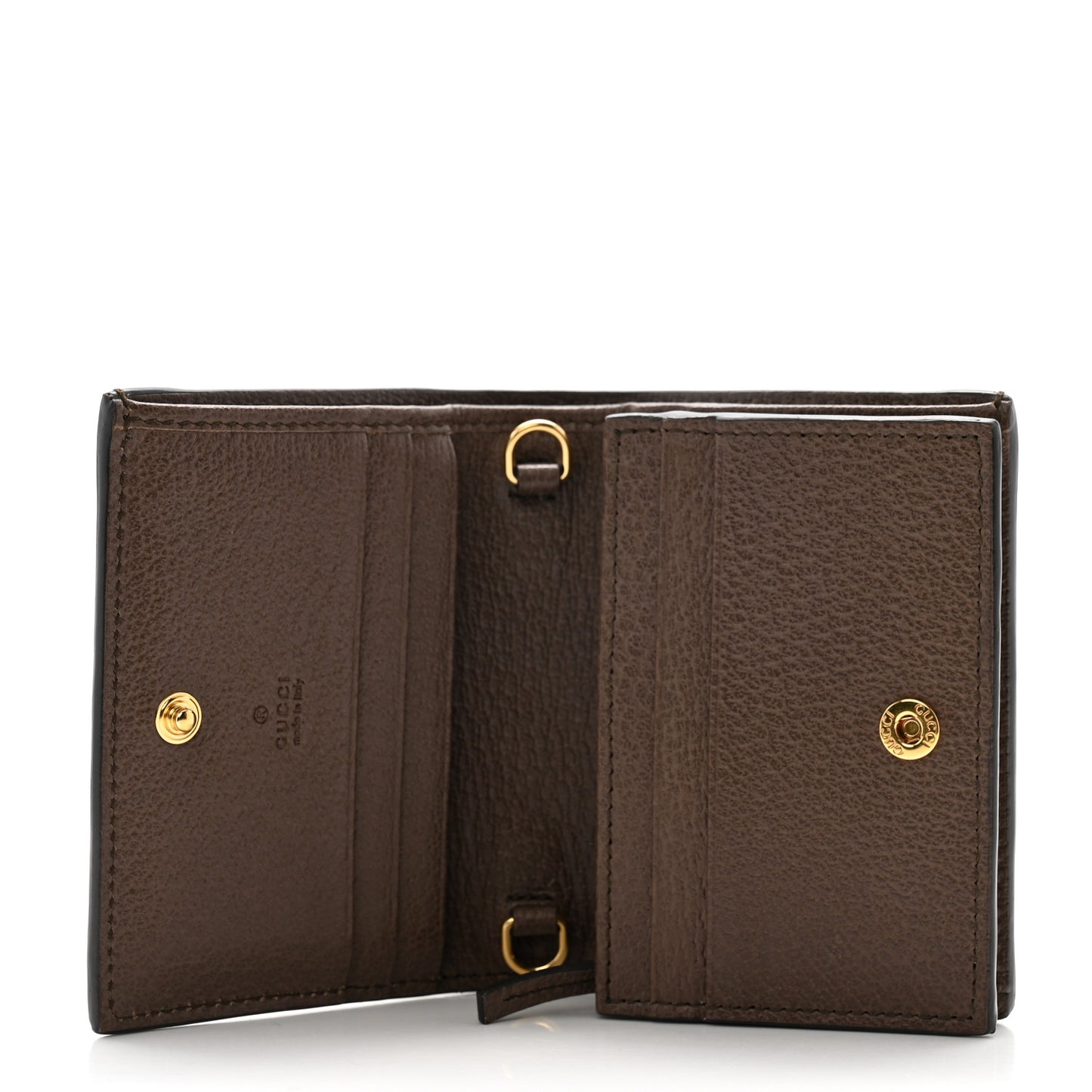 GG Supreme Monogram Web Ophidia Chain Card Case Wallet Beige New Acero
