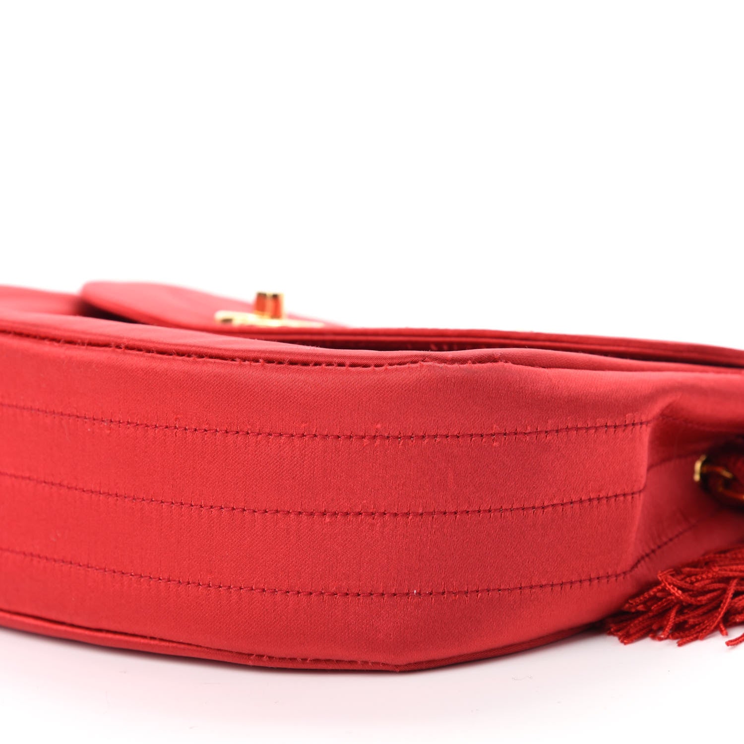 Chanel Satin Quilted Flap Shoulder Bag Red 7 of 12