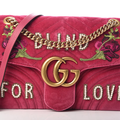 Gucci Velvet Matelasse Blind for Love Embroidered Medium GG Marmont Shoulder Bag Light Raspberry Rose Multicolor 7 of 9