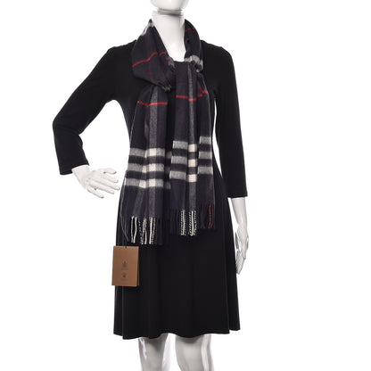Burberry Cashmere Giant Check Scarf Navy 2 of 6