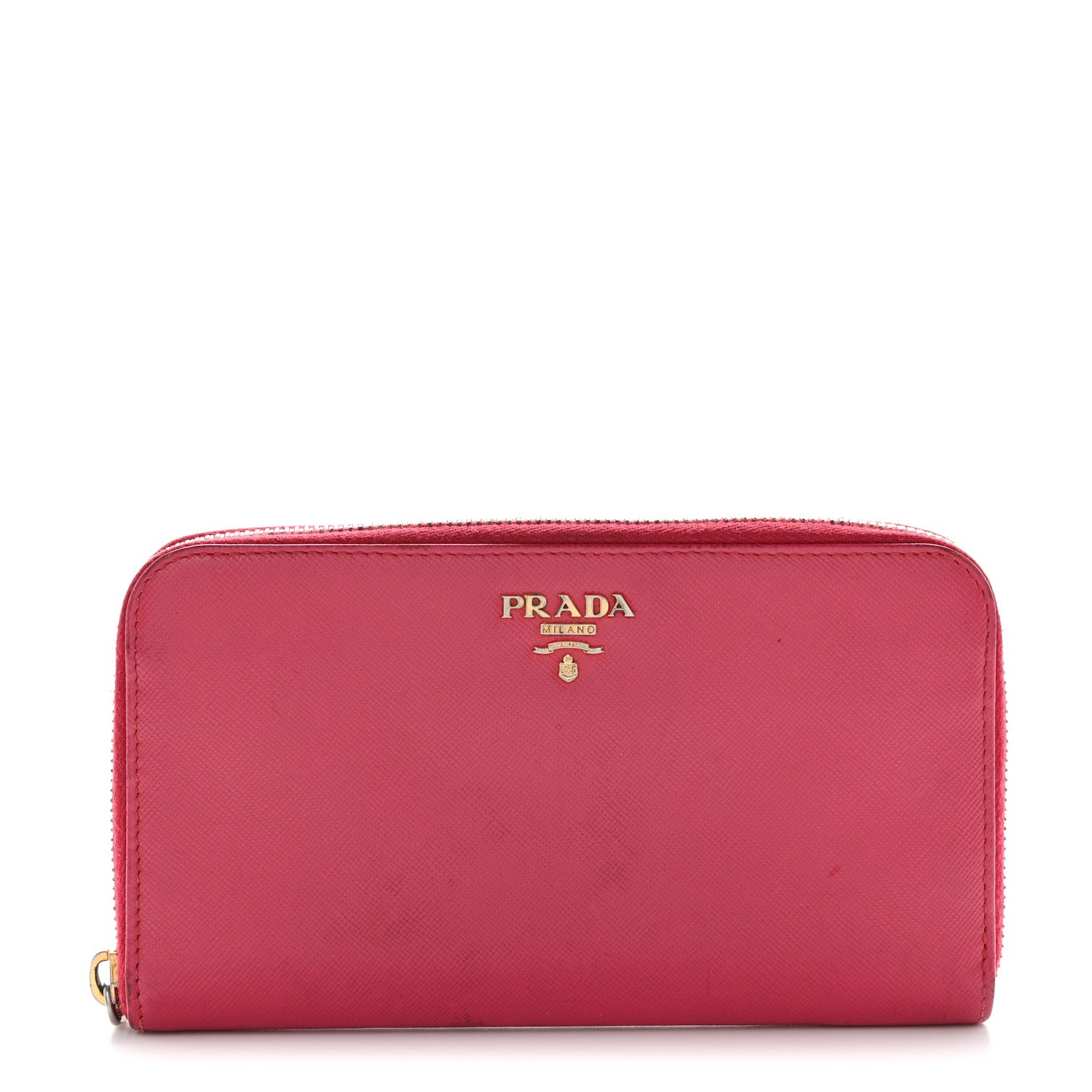 Prada Saffiano Metal Zip Around Wallet Peonia 1 of 11