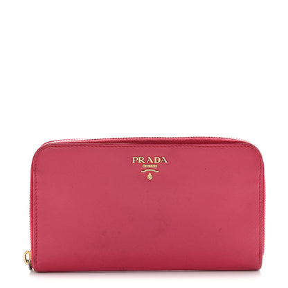 Prada Saffiano Metal Zip Around Wallet Peonia 1 of 11