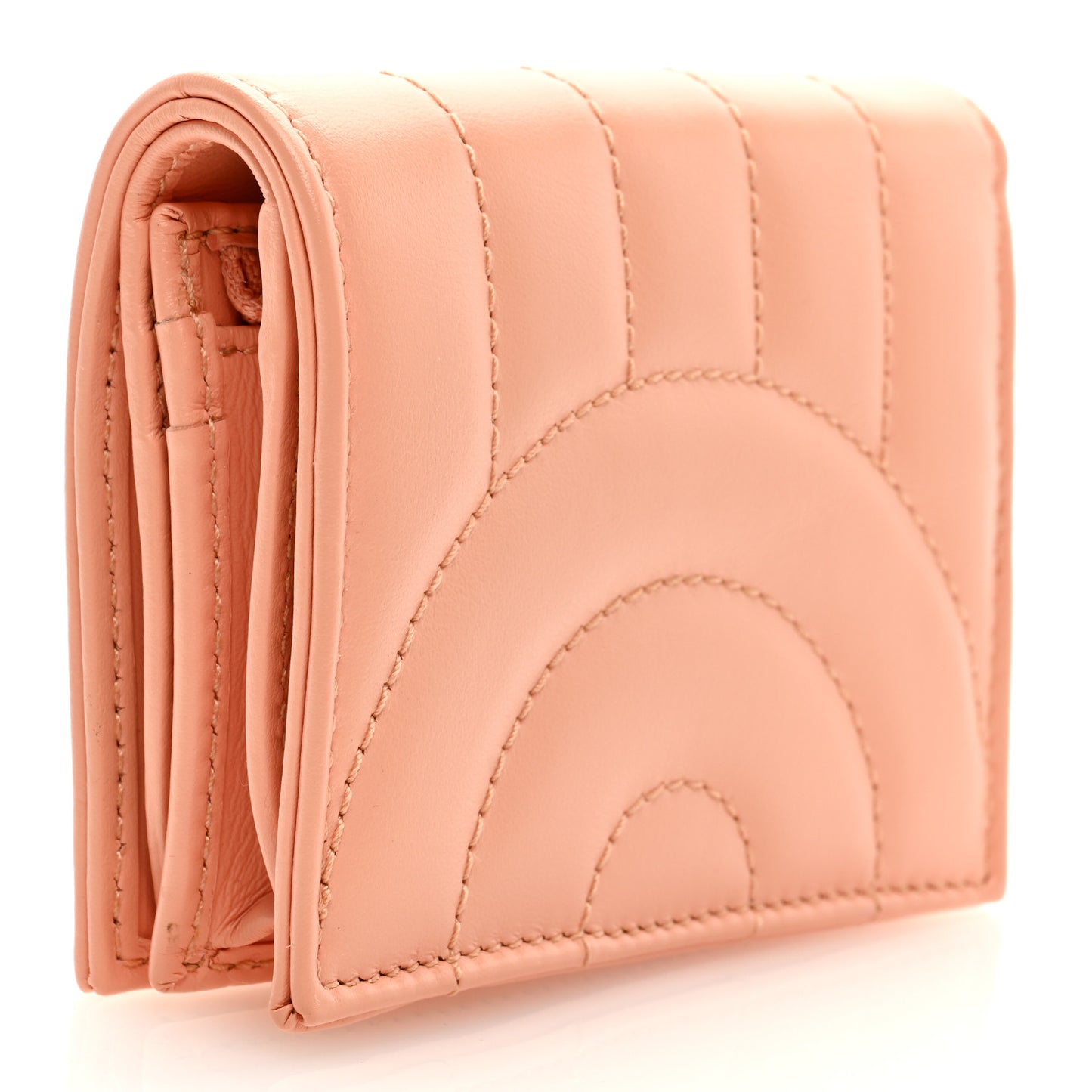 Calfskin Vertical Ring Matelasse GG Marmont Card Case Wallet Peachy Chic