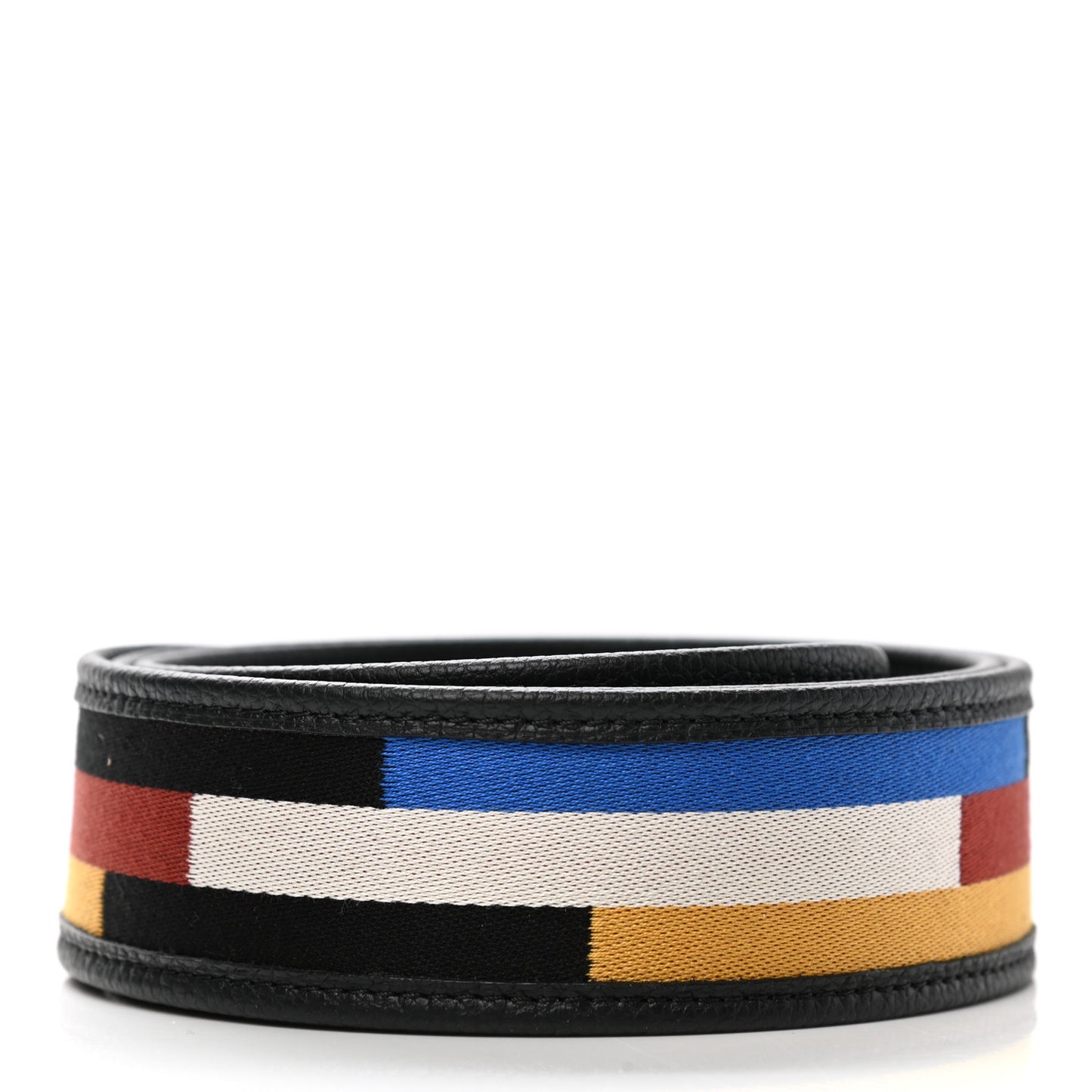 Canvas Calfskin Across Strap Black Multicolor