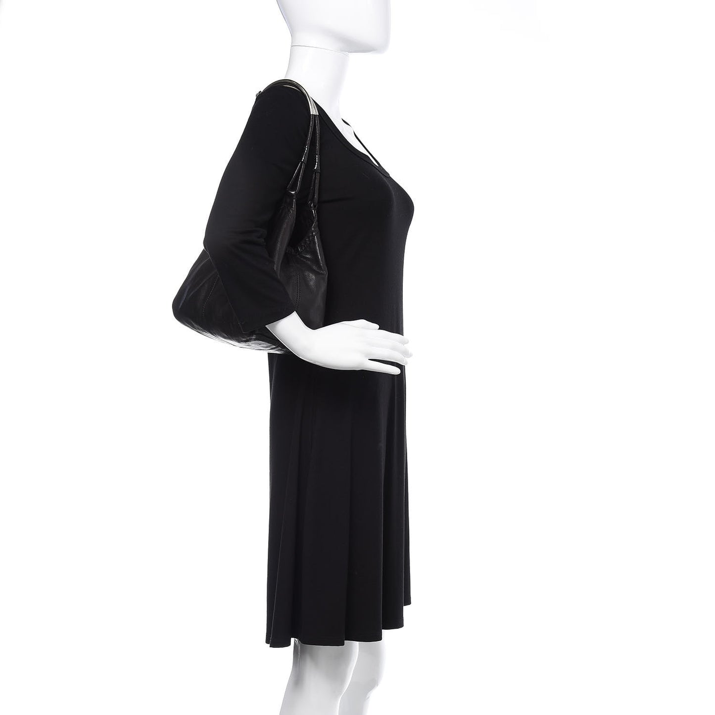 Glace Calfskin Shoulder Bag Black