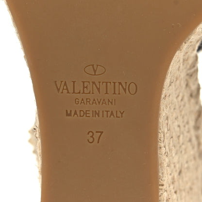 Valentino Garavani Denim Rockstud Ankle Strap Espadrille 15/105mm Wedge Sandals 37 Light Denim 7 of 8