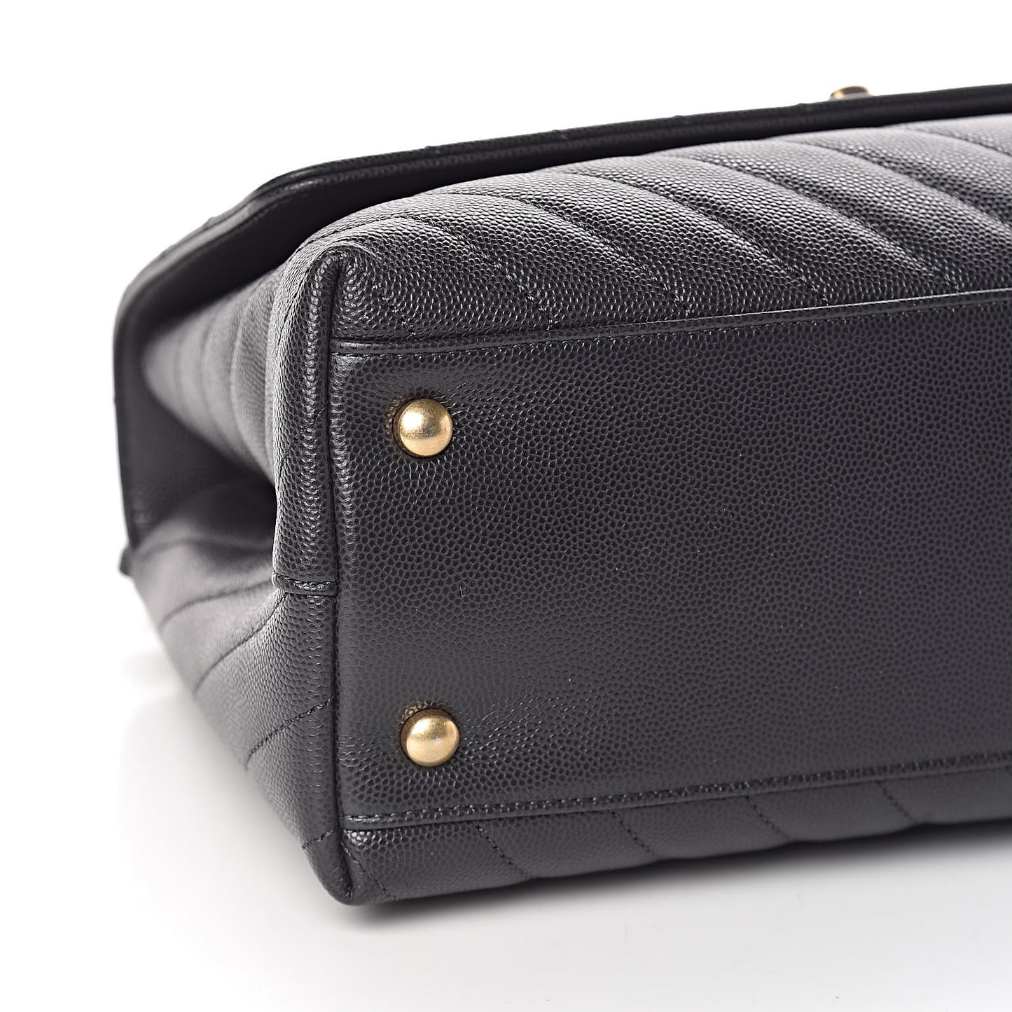 Caviar Chevron Quilted Small Coco Handle Flap Black