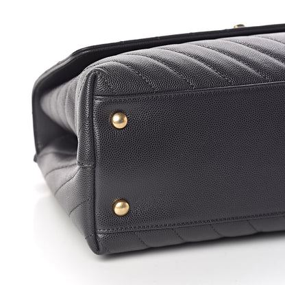 Chanel Caviar Chevron Quilted Small Coco Handle Flap Black 8 of 10