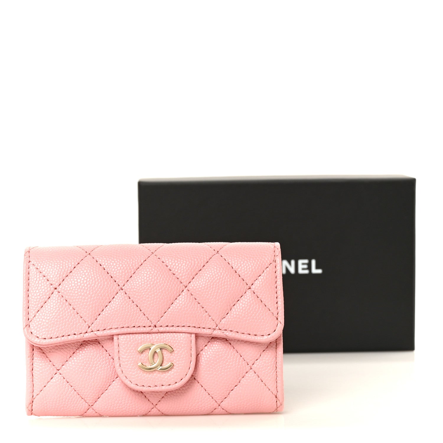Chanel Caviar Quilted Flap Card Holder Wallet Pink 10 of 10
