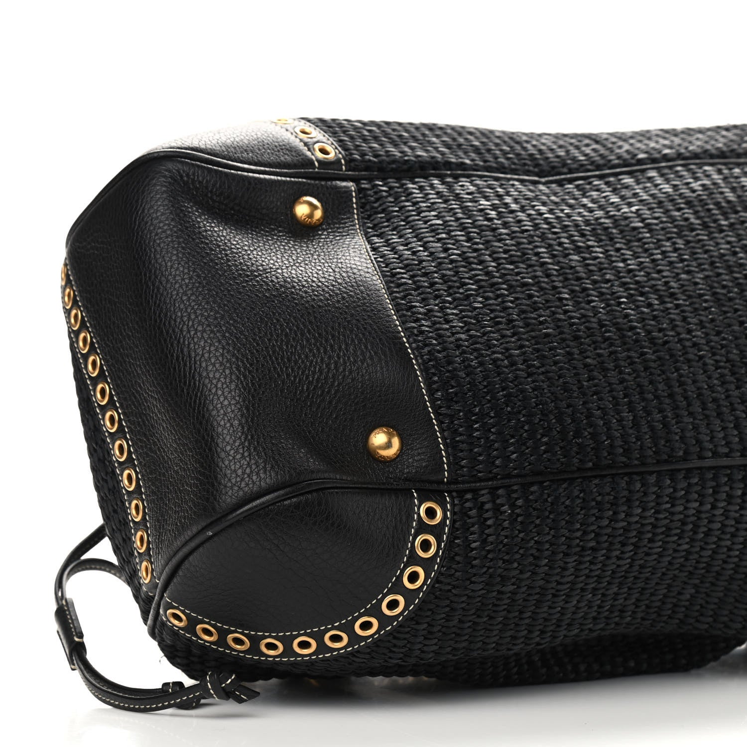 Prada Paglia Vitello Daino Frame Satchel Black 13 of 14