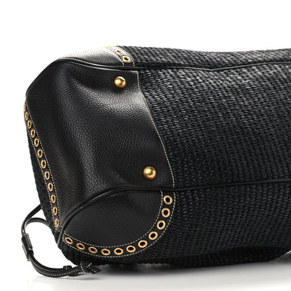 Prada Paglia Vitello Daino Frame Satchel Black 13 of 14