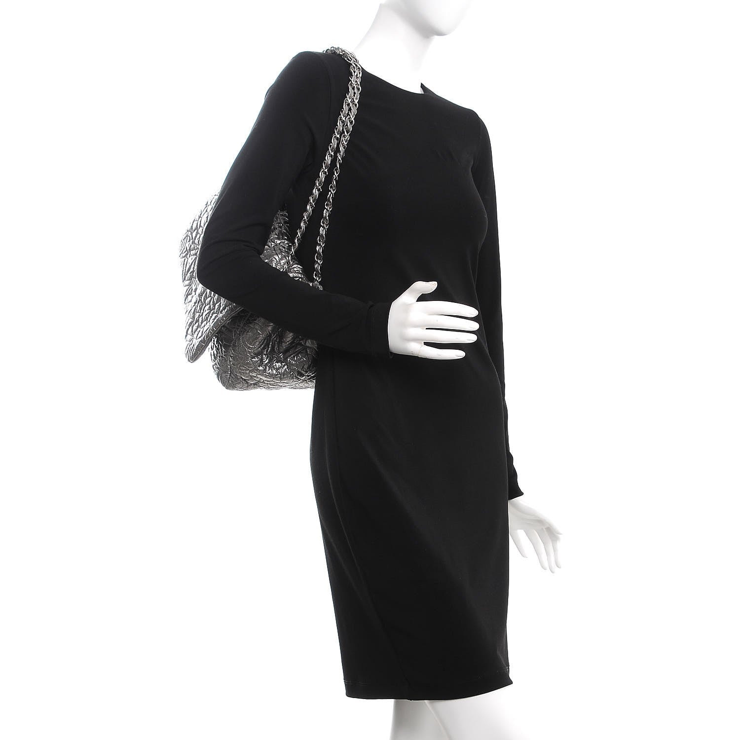Chanel Vinyl Graphic Edge Accordion Flap Bag Silver 2 of 9